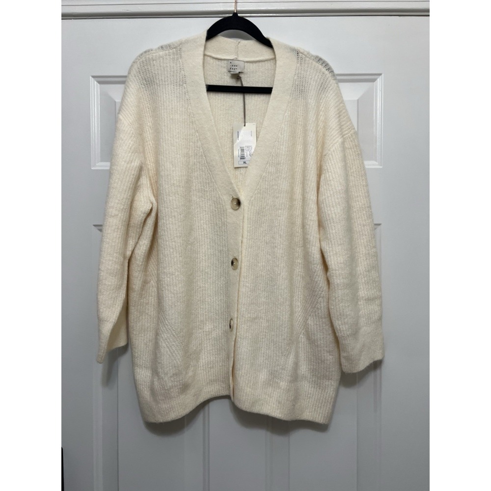 A New Day Women's Fuzzy Oversized Button Down Cardigan Jacket Cottage Size XL